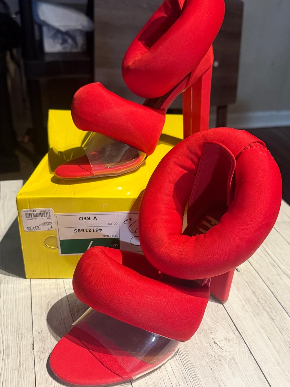 Source Unknown Red Padded Strap High-Heel Sandals